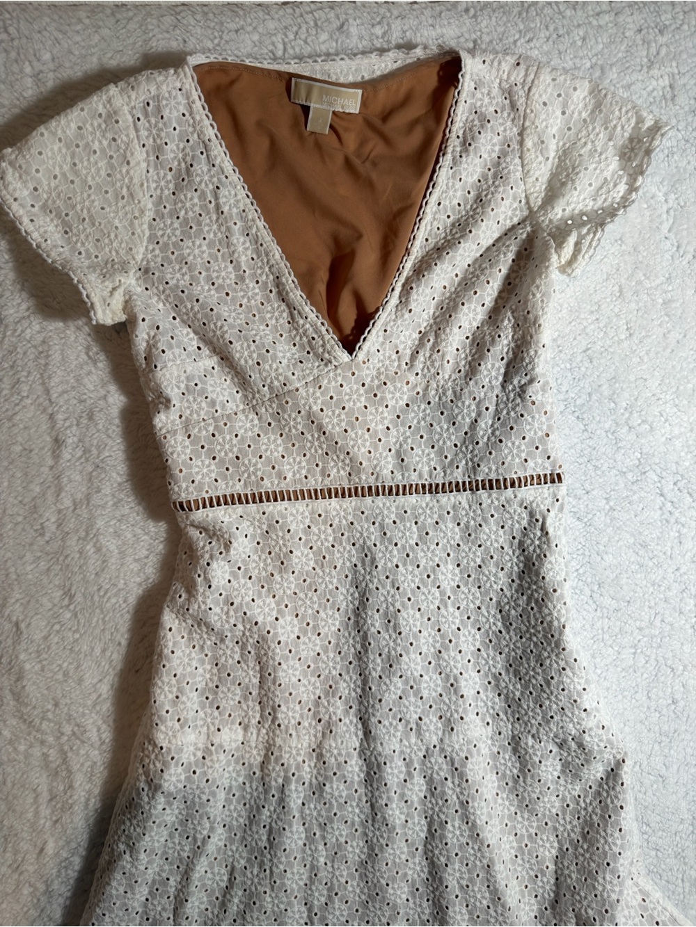 Michael Kors White Eyelet Maxi Dress with Ruffle Hem - Picture 3 of 5